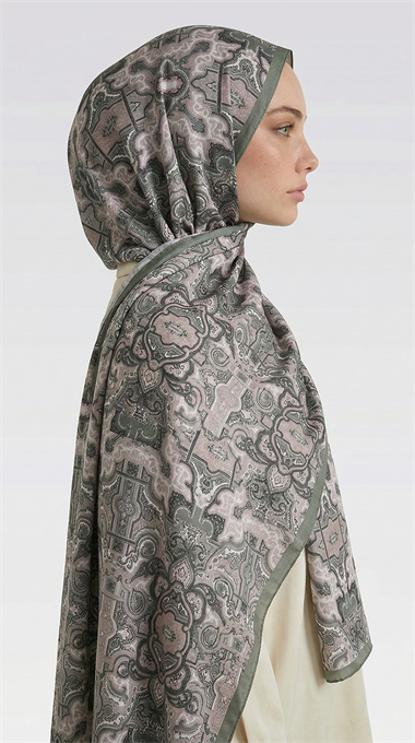 LARA MOTİF DESENLİ COTTON ŞAL - YEŞİL