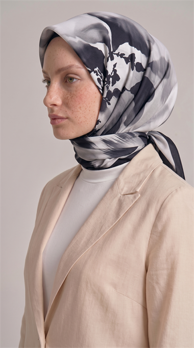 Karaca EşarpRAYON EŞARPLAVİN DESENLİ RAYON EŞARP - GRİ / SİYAH