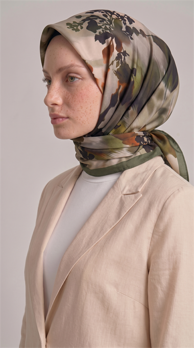 LAVİN DESENLİ RAYON EŞARP -  HAKİ