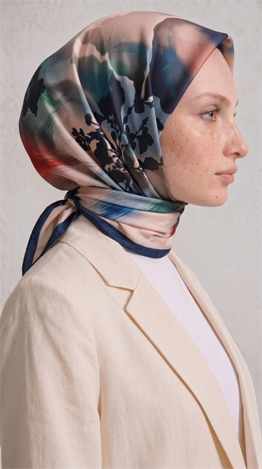 LAVİN DESENLİ RAYON EŞARP - LACİVERT