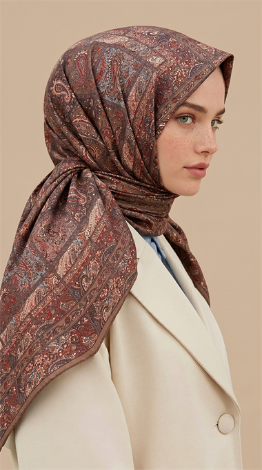 MAVERA 120* 120 CM COTTON EŞARP - CAMEL / KIRMIZI