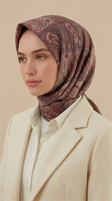 MAVERA 120* 120 CM COTTON EŞARP - CAMEL / KIRMIZI