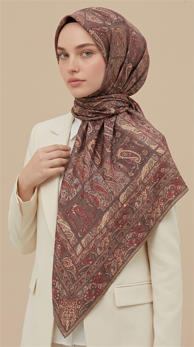 Karaca Eşarp ŞAL EŞARP MAVERA 120* 120 CM COTTON EŞARP - CAMEL / KIRMIZI