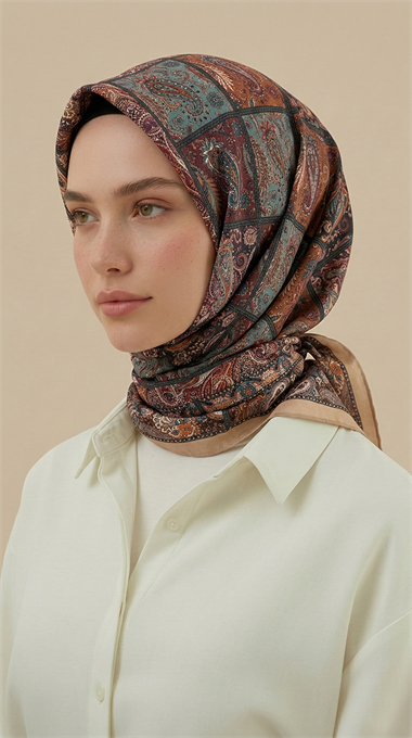 Karaca Eşarp ŞAL EŞARP MAVERA 120* 120 CM COTTON EŞARP - EKRU / BORDO 