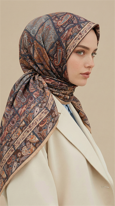 MAVERA 120* 120 CM COTTON EŞARP - EKRU / BORDO 