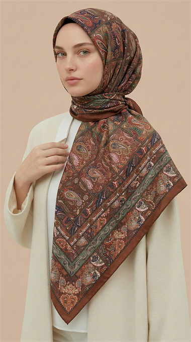 MAVERA 120* 120 CM COTTON EŞARP - KİREMİT / YEŞİL