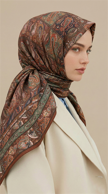 MAVERA 120* 120 CM COTTON EŞARP - KİREMİT / YEŞİL