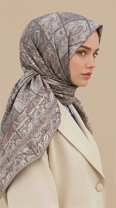 MAVERA 120* 120 CM COTTON EŞARP - KREM / BUZ MAVİ