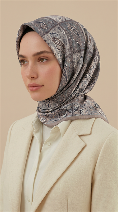 MAVERA 120* 120 CM COTTON EŞARP - KREM / BUZ MAVİ