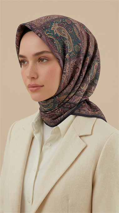 MAVERA 120* 120 CM COTTON EŞARP - LACİVERT / LİLA
