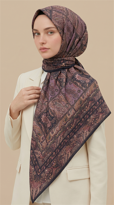 MAVERA 120* 120 CM COTTON EŞARP - LACİVERT / LİLA