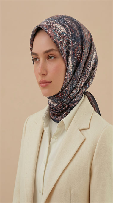 Karaca Eşarp ŞAL EŞARP MAVERA 120* 120 CM COTTON EŞARP - LACİVERT /  KİREMİT