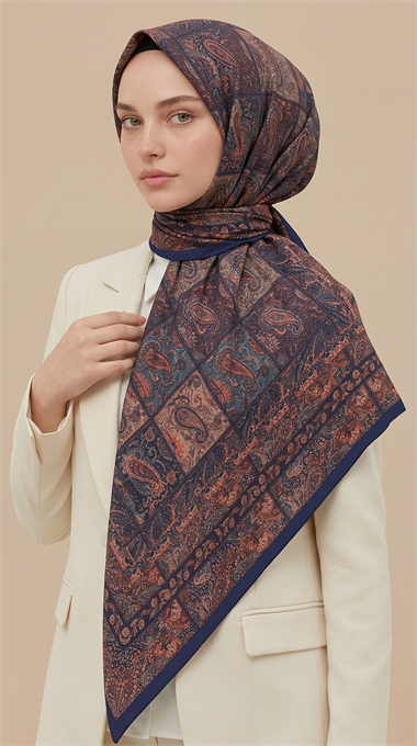 MAVERA 120* 120 CM COTTON EŞARP - MAVİ
