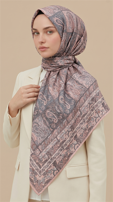 MAVERA 120* 120 CM COTTON EŞARP -MAVİ / TOZ PEMBE 