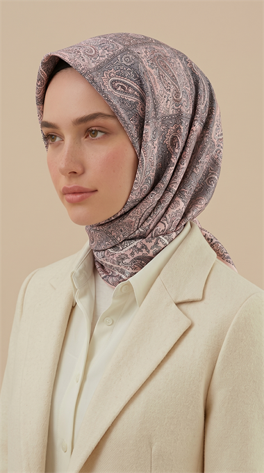 Karaca Eşarp ŞAL EŞARP MAVERA 120* 120 CM COTTON EŞARP -MAVİ / TOZ PEMBE 