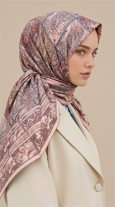 MAVERA 120* 120 CM COTTON EŞARP - PEMBE / BORDO