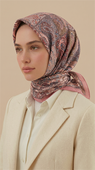Karaca Eşarp ŞAL EŞARP MAVERA 120* 120 CM COTTON EŞARP - PEMBE / BORDO
