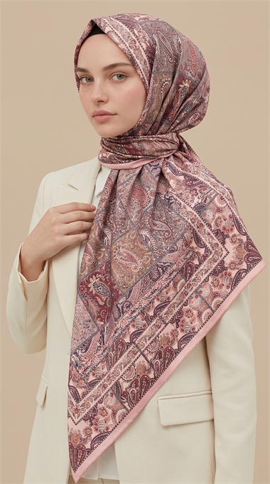 MAVERA 120* 120 CM COTTON EŞARP - PEMBE / BORDO