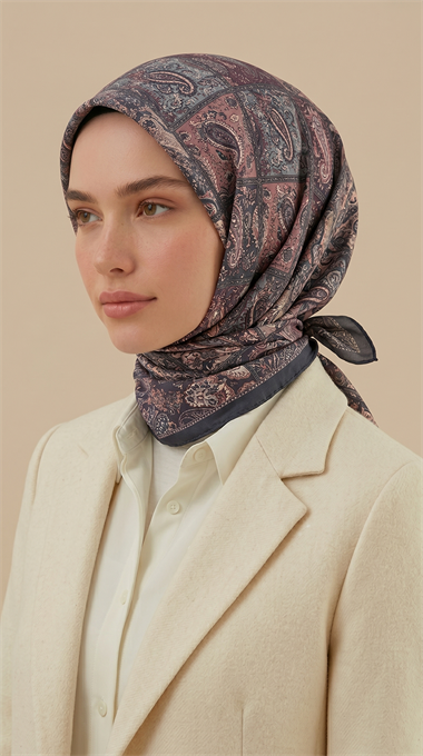 Karaca Eşarp ŞAL EŞARP MAVERA 120* 120 CM COTTON EŞARP - SİYAH / GÜL KURUSU