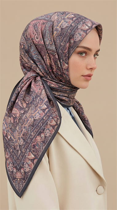 MAVERA 120* 120 CM COTTON EŞARP - SİYAH / GÜL KURUSU