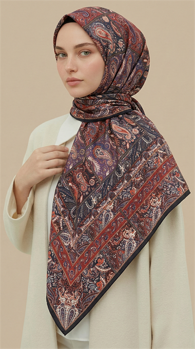 MAVERA 120* 120 CM COTTON EŞARP - SİYAH / KIRMIZI