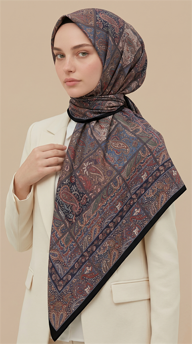 MAVERA 120* 120 CM COTTON EŞARP - SİYAH / KAHVERENGİ