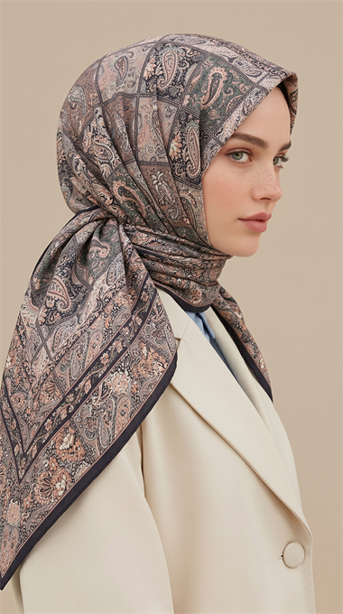 MAVERA 120* 120 CM COTTON EŞARP - SİYAH / SOMON 