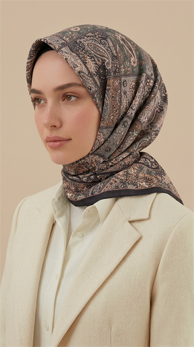 Karaca Eşarp ŞAL EŞARP MAVERA 120* 120 CM COTTON EŞARP - SİYAH / SOMON 