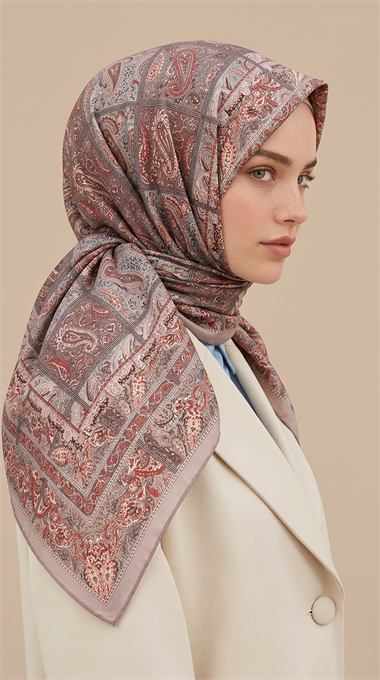 MAVERA 120* 120 CM COTTON EŞARP - TOZ PEMBE / KIRMIZI 