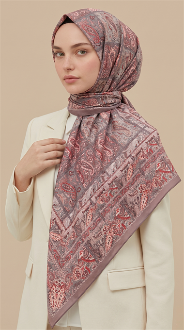 MAVERA 120* 120 CM COTTON EŞARP - TOZ PEMBE / KIRMIZI 