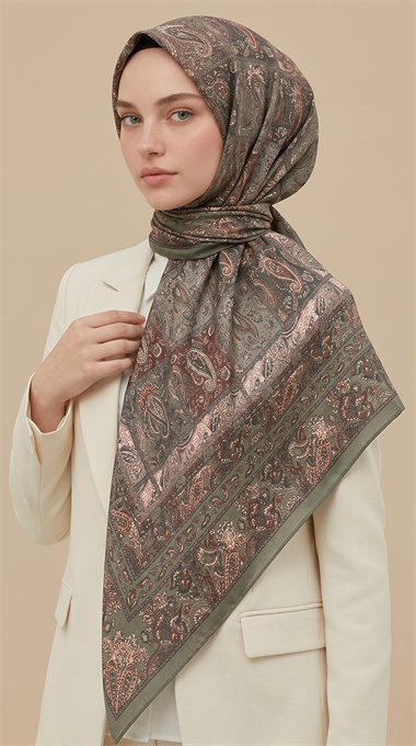 MAVERA 120* 120 CM COTTON EŞARP - YEŞİL