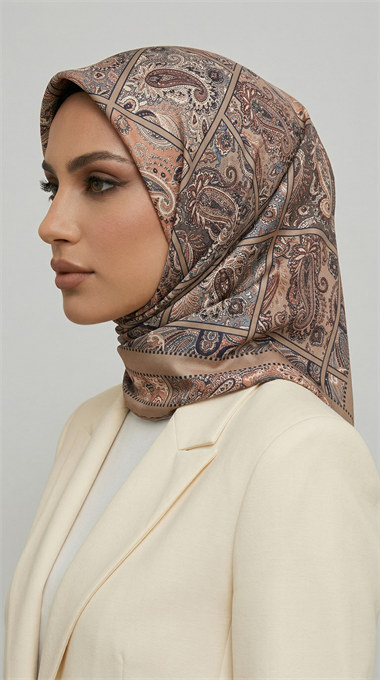 MAVERA RAYON EŞARP - EKRU / BUZ MAVİSİ