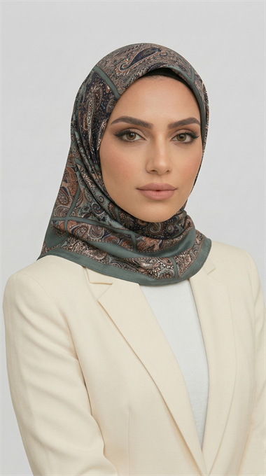 MAVERA RAYON EŞARP - KREM / YEŞİL