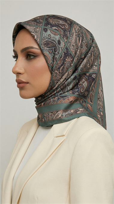 MAVERA RAYON EŞARP - KREM / YEŞİL