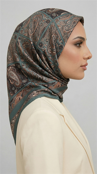 MAVERA RAYON EŞARP - KREM / YEŞİL