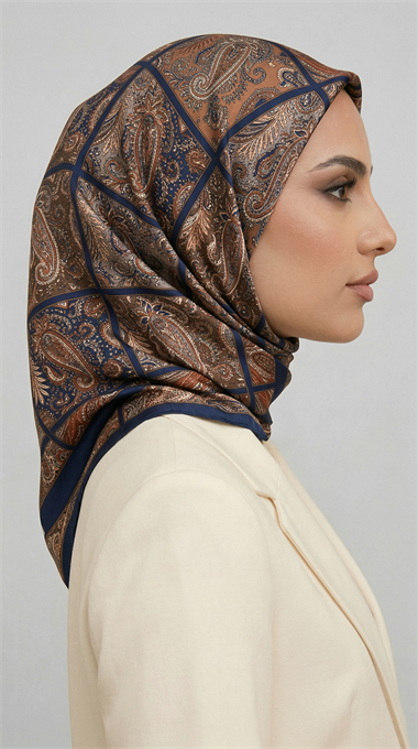 MAVERA RAYON EŞARP - LACİVERT / KİREMİT