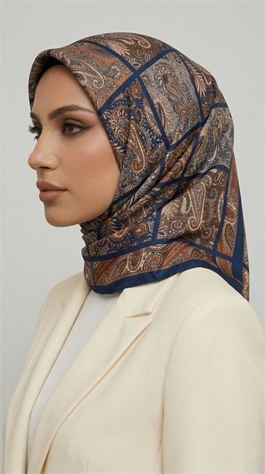 MAVERA RAYON EŞARP - LACİVERT / KİREMİT