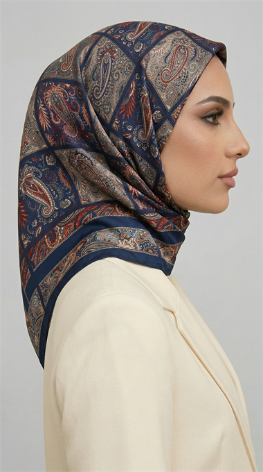 MAVERA RAYON EŞARP - LACİVERT / KREM