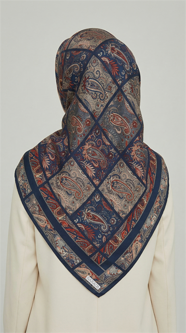 MAVERA RAYON EŞARP - LACİVERT / KREM