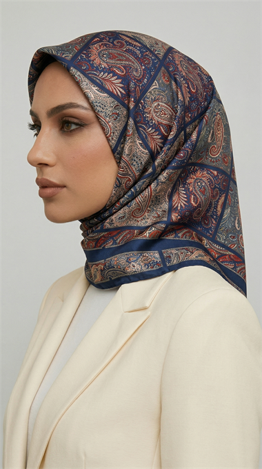 MAVERA RAYON EŞARP - LACİVERT / KREM