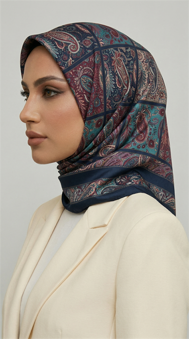 MAVERA RAYON EŞARP - LACLİVERT / KIRMIZI