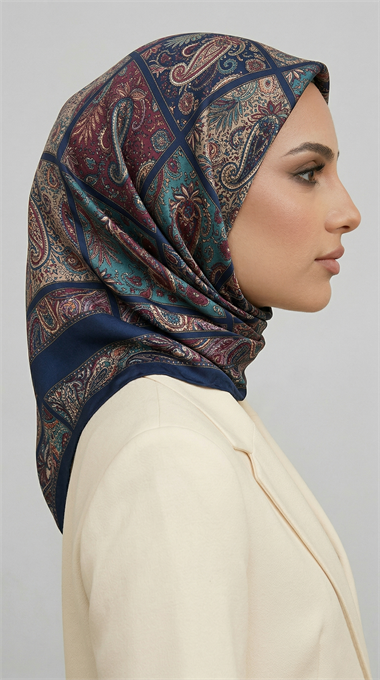 MAVERA RAYON EŞARP - LACLİVERT / KIRMIZI