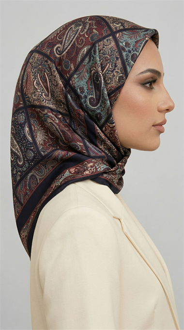 MAVERA RAYON EŞARP - SİYAH / BORDO 