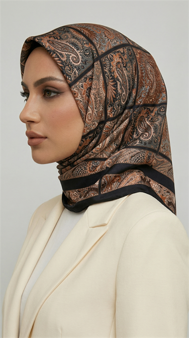 MAVERA RAYON EŞARP - SİYAH / KAHVERENGİ