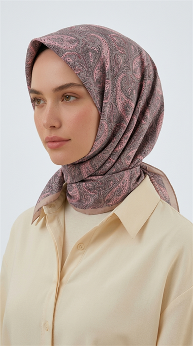 Karaca Eşarp ŞAL EŞARP MELORA 120*120 CM COTTON EŞARP -  BEJ / PEMBE