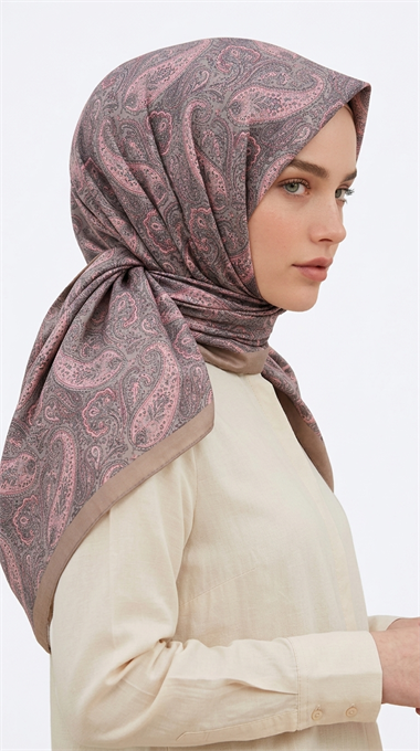 MELORA 120*120 CM COTTON EŞARP -  BEJ / PEMBE