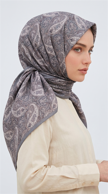MELORA 120*120 CM COTTON EŞARP - GRİ / KREM