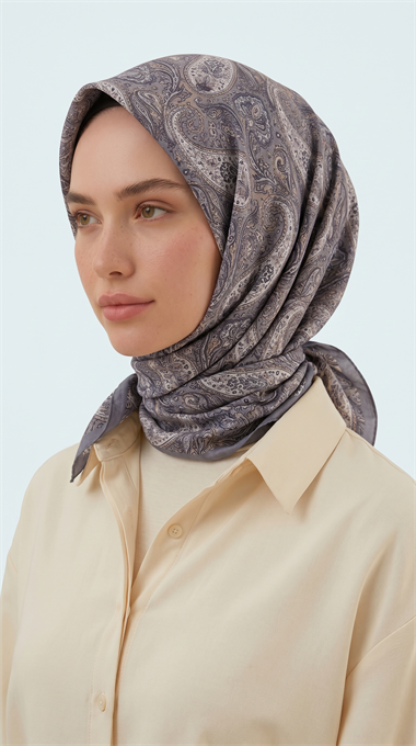 MELORA 120*120 CM COTTON EŞARP - GRİ / KREM