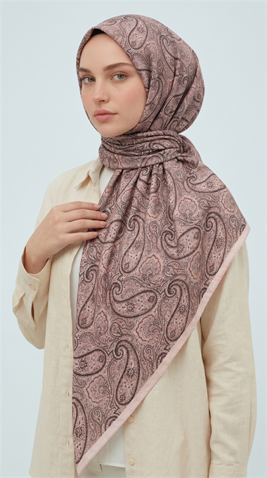 MELORA 120*120 CM COTTON EŞARP -  KAHVERENGİ / BEJ