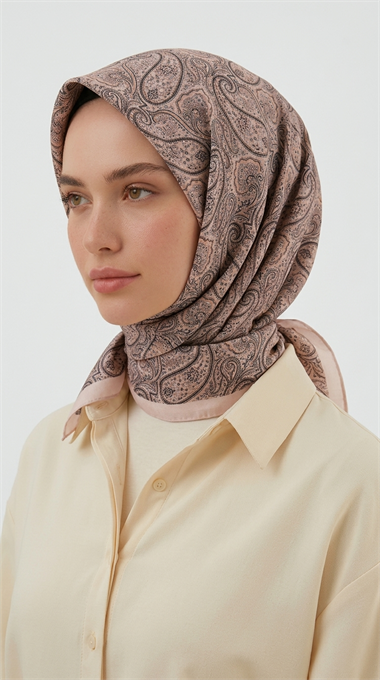 MELORA 120*120 CM COTTON EŞARP -  KAHVERENGİ / BEJ